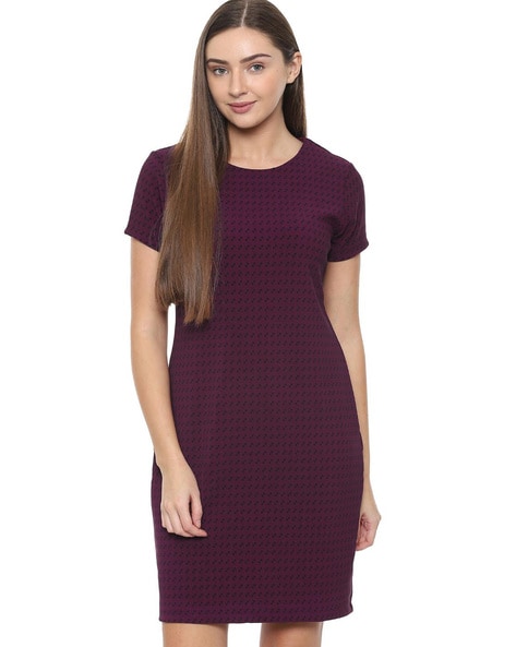 purple shift dress