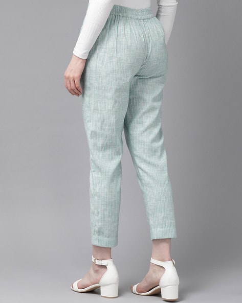 Striped Cotton Trousers with Insert Pockets