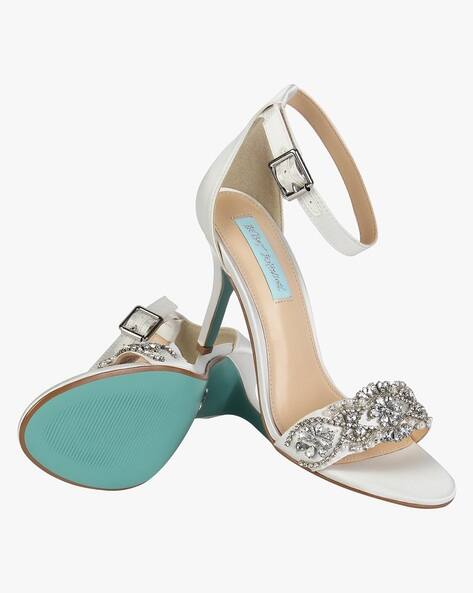 blue embellished sandals