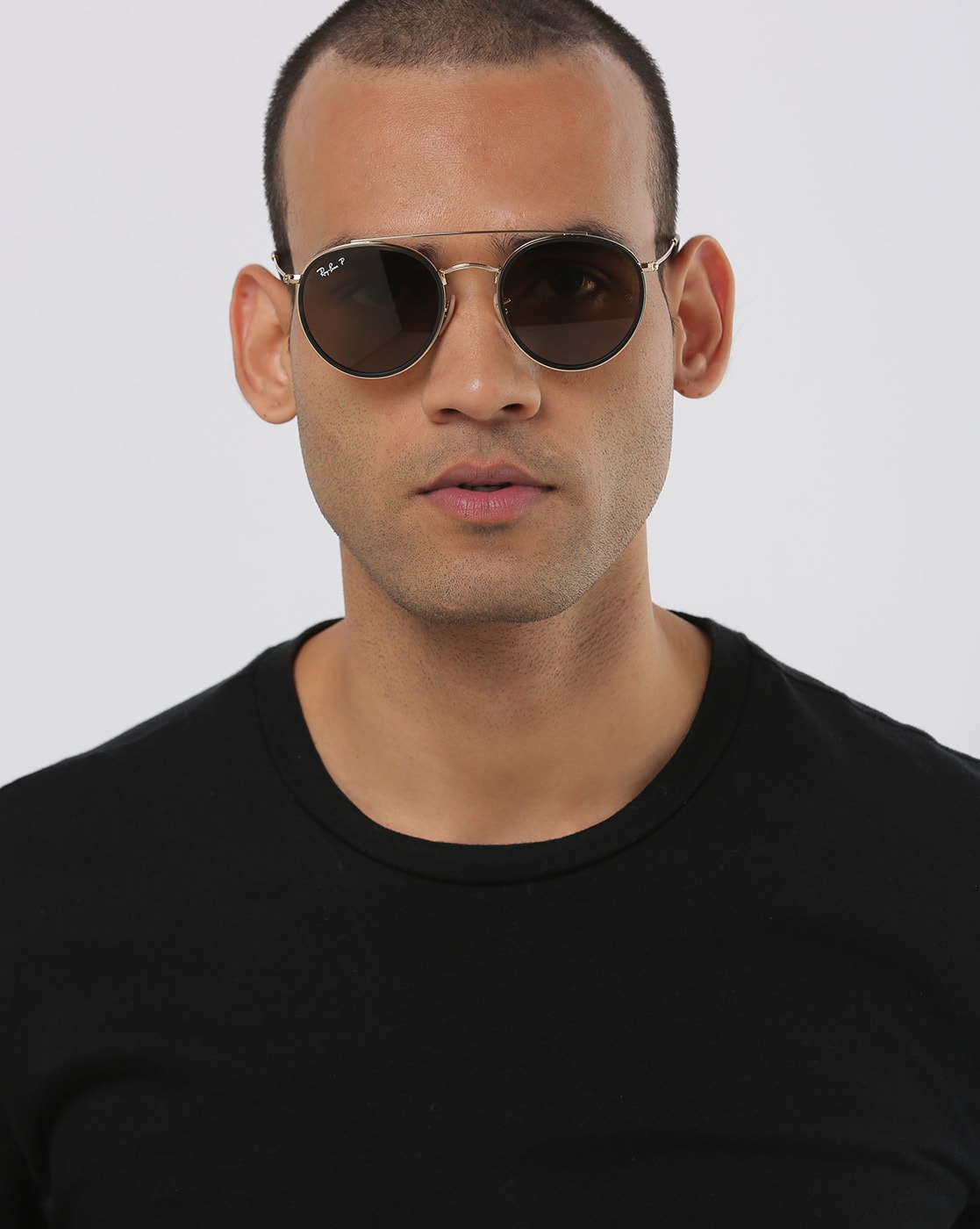 mens round double bridge sunglasses 