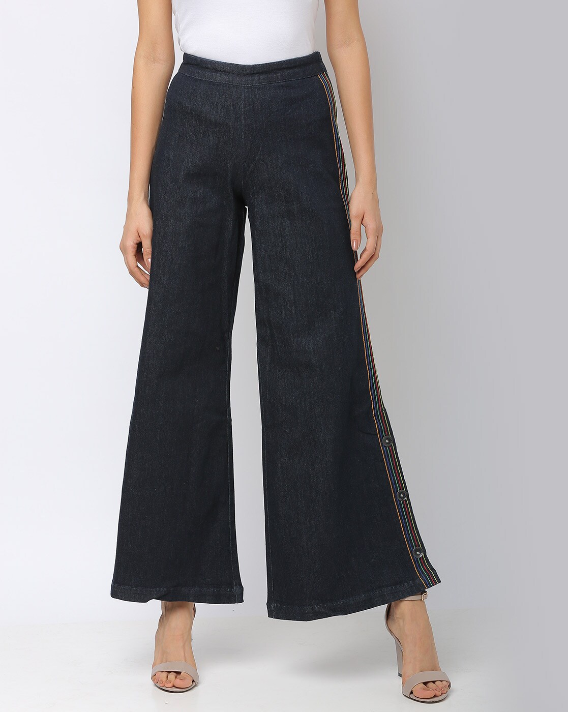 elasticated bootcut jeans