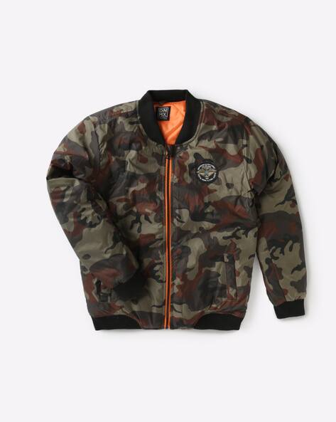 Camouflage Print Zip-Front Jacket