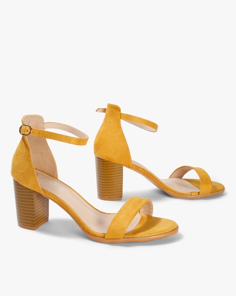 Buy Mustard Yellow Heeled Sandals for 
