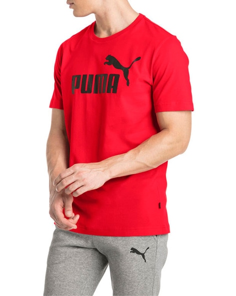 Men's Puma High Risk Red ESS+ Tape T-Shirt - 4XL