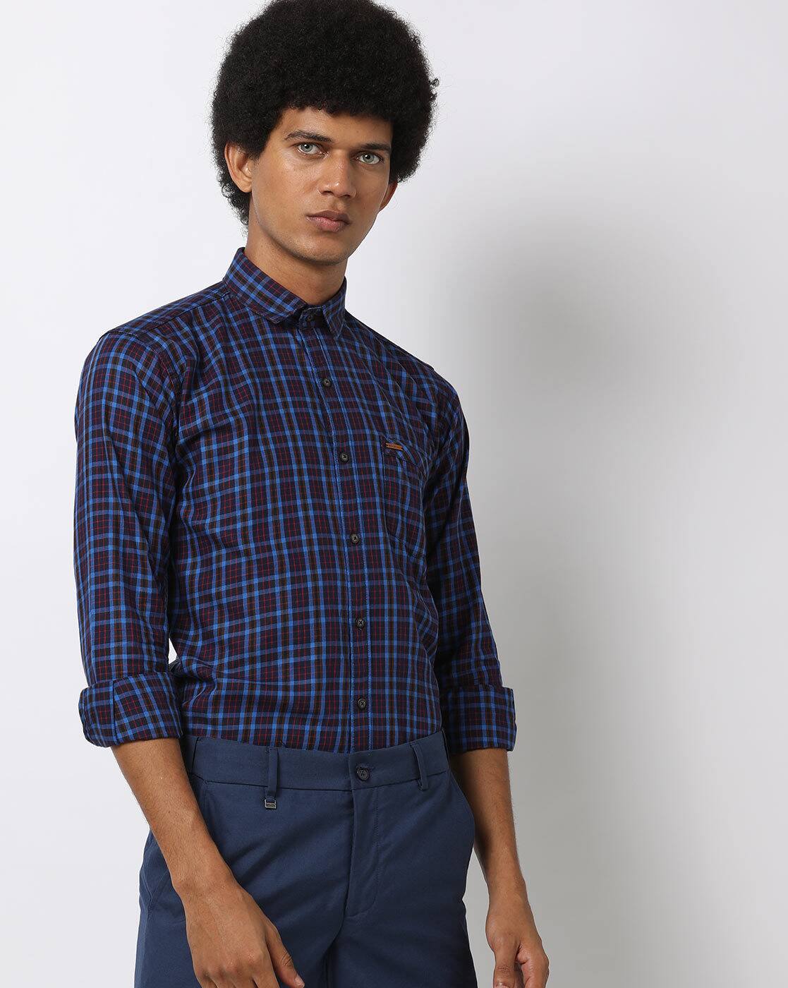 royal blue slim fit shirt
