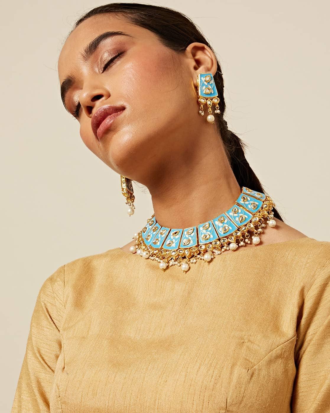 Buy Blue Gold-Toned FashionJewellerySets for Women by ZOBBY