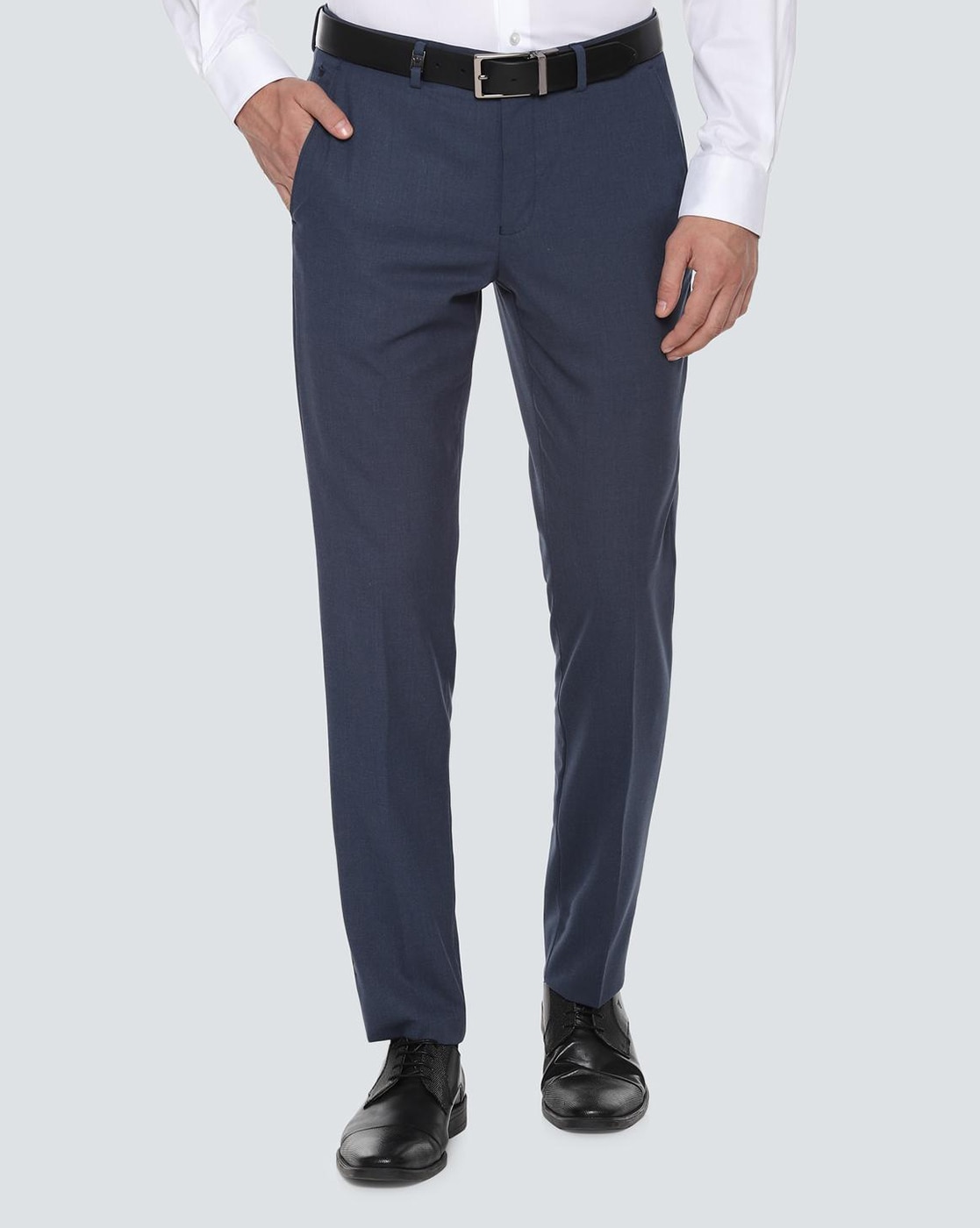 Buy Men Grey Slim Fit Check Flat Front Formal Trousers Online - 782390 | Louis  Philippe