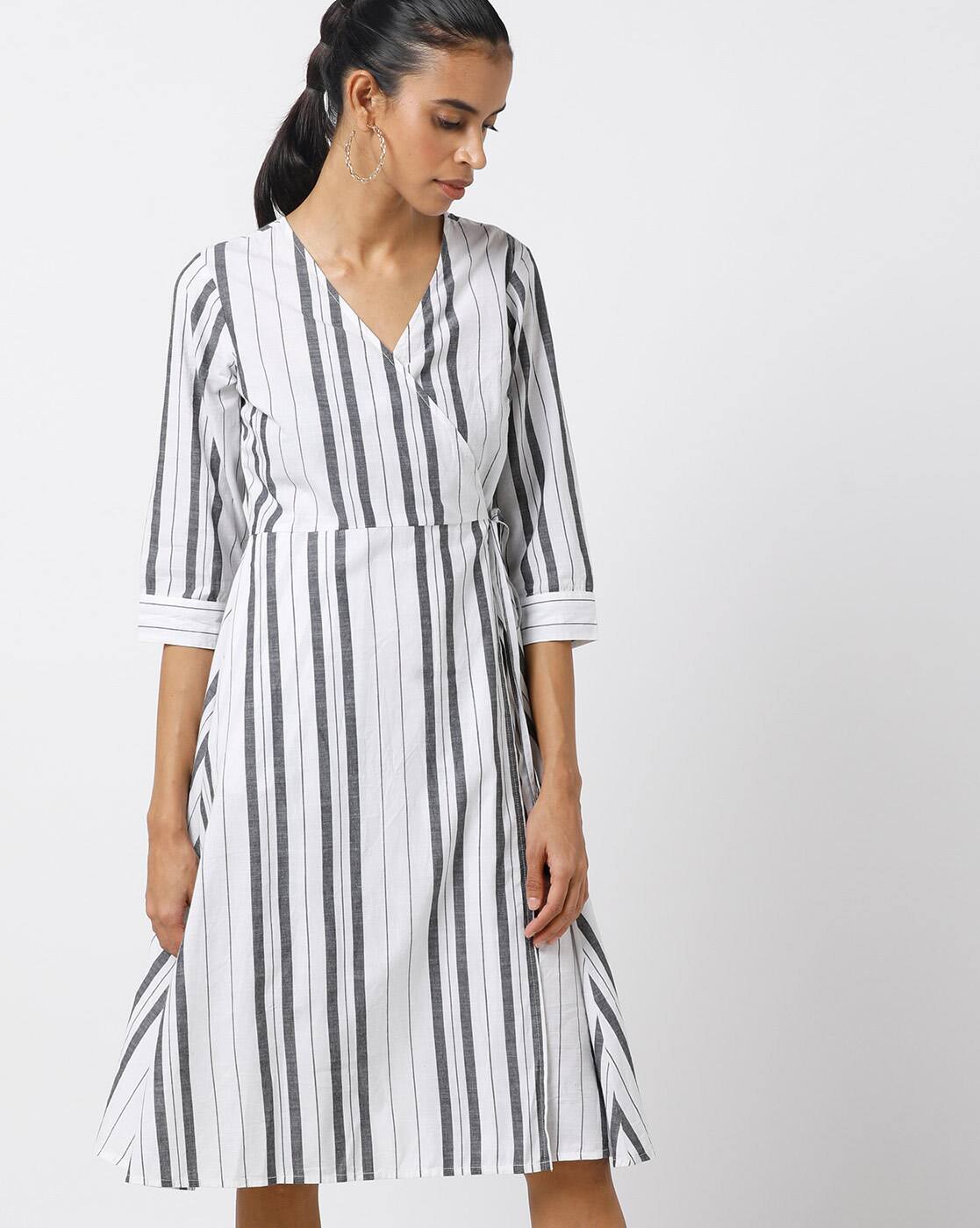 striped wrap dress