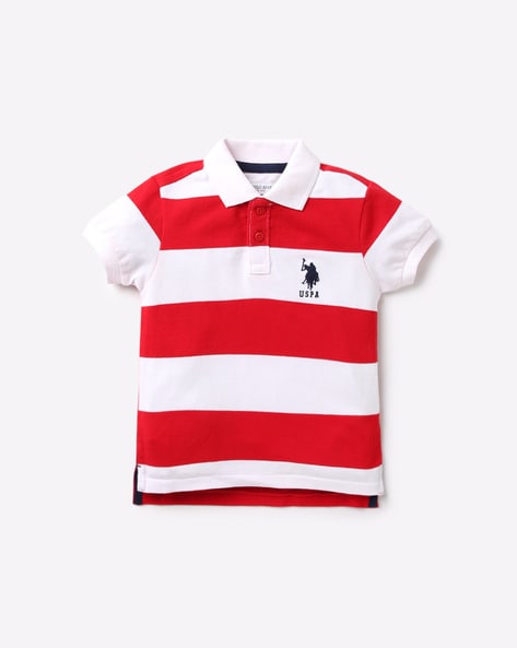 red and white striped polo t shirt