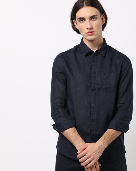 spykar navy blue shirt