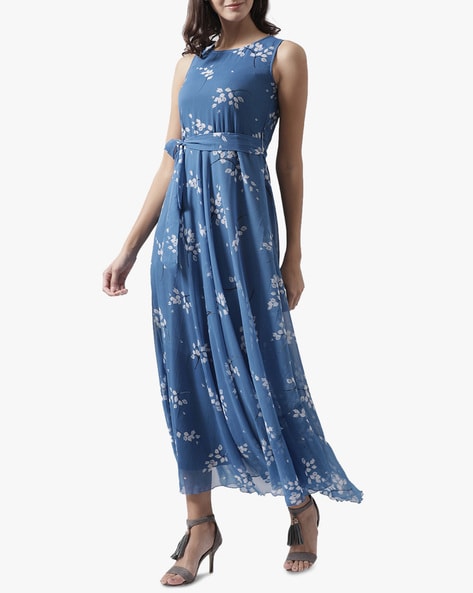 Printed A-line Dress with Detachable Belt