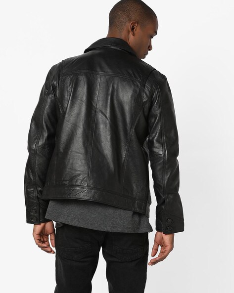 all saints abbot leather bomber jacket