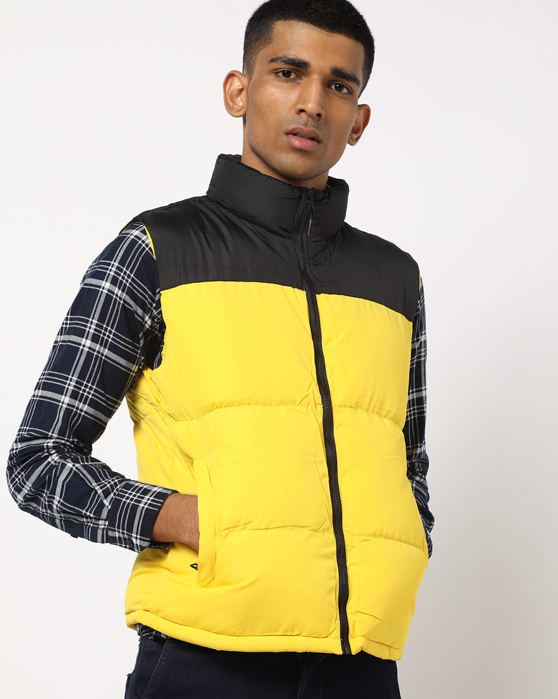 Colourblock Quilted Jacket with Insert Pockets Colourblock Quilted Jacket with Insert Pockets