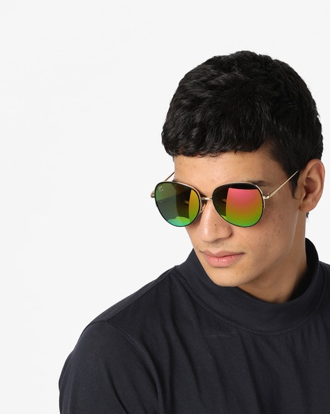 Mirrored oval sunglasses in green - Bottega Veneta | Mytheresa-mncb.edu.vn