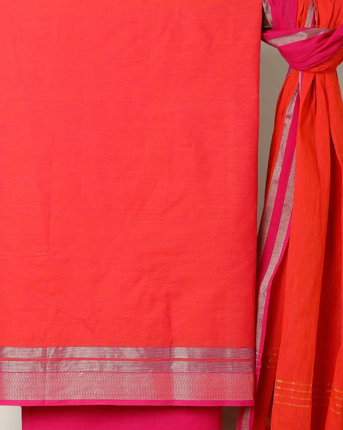 orange and pink combination dress material