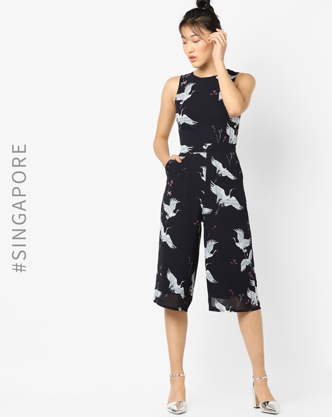 bird print jumpsuit