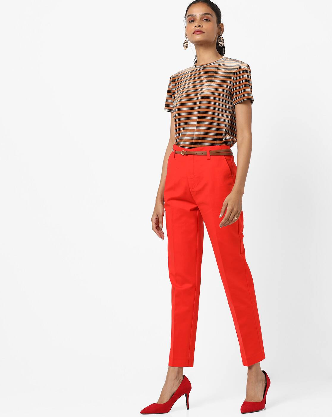 Buy Red Trousers \u0026 Pants for Women by 