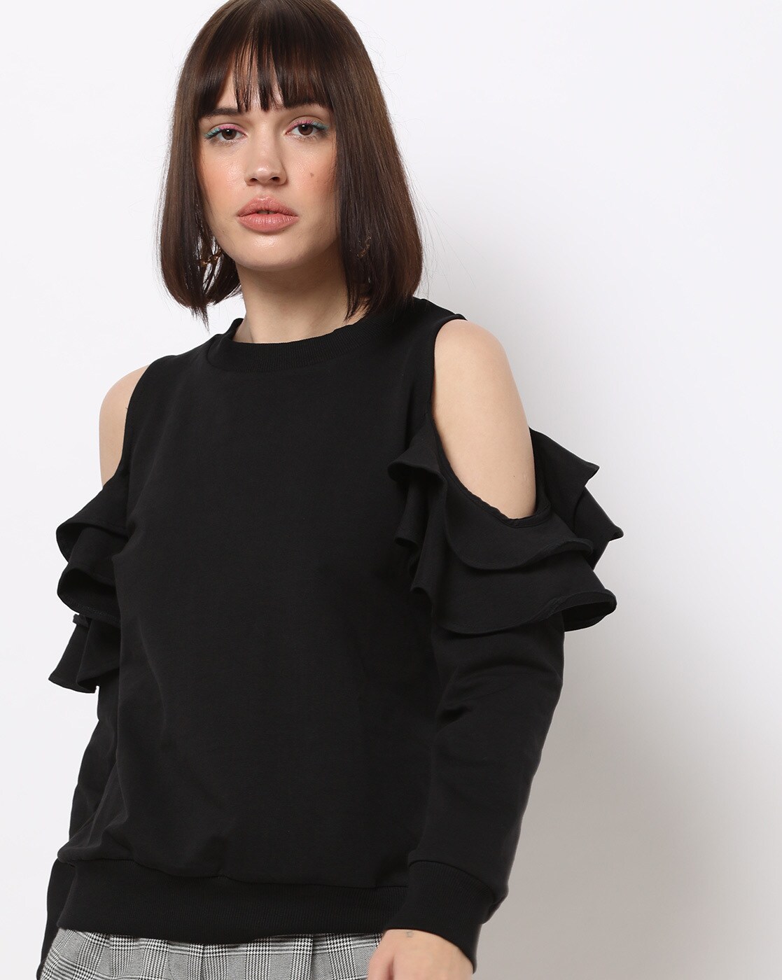 black cold shoulder sweatshirt