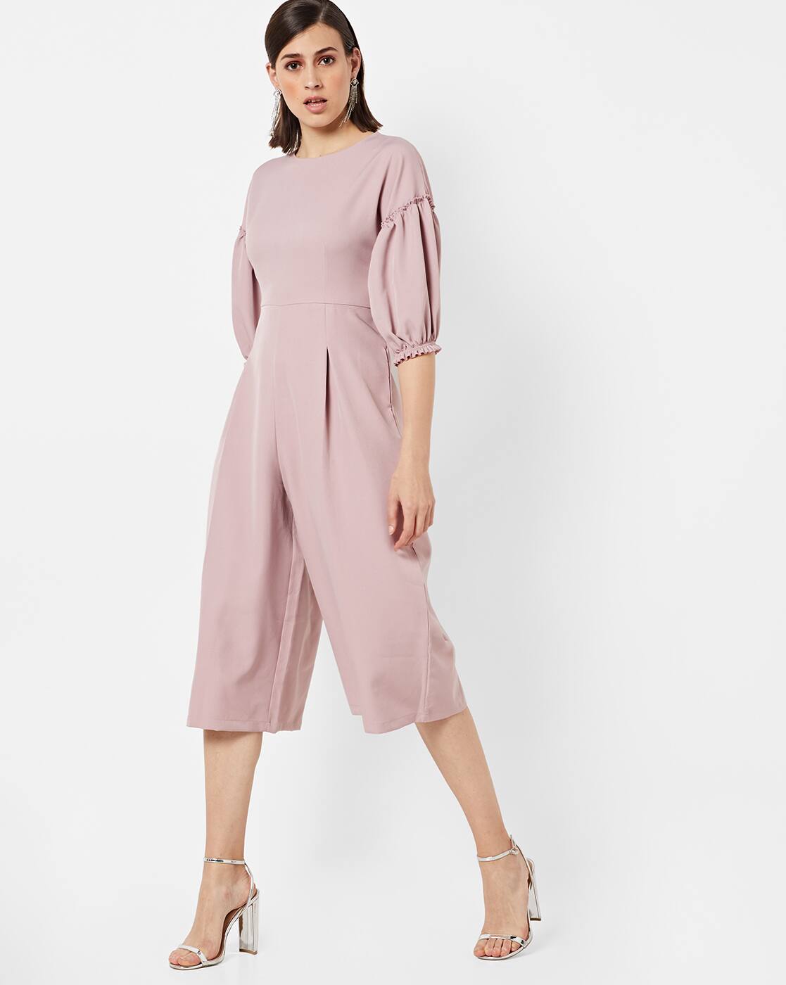 cropped jumpsuit with sleeves