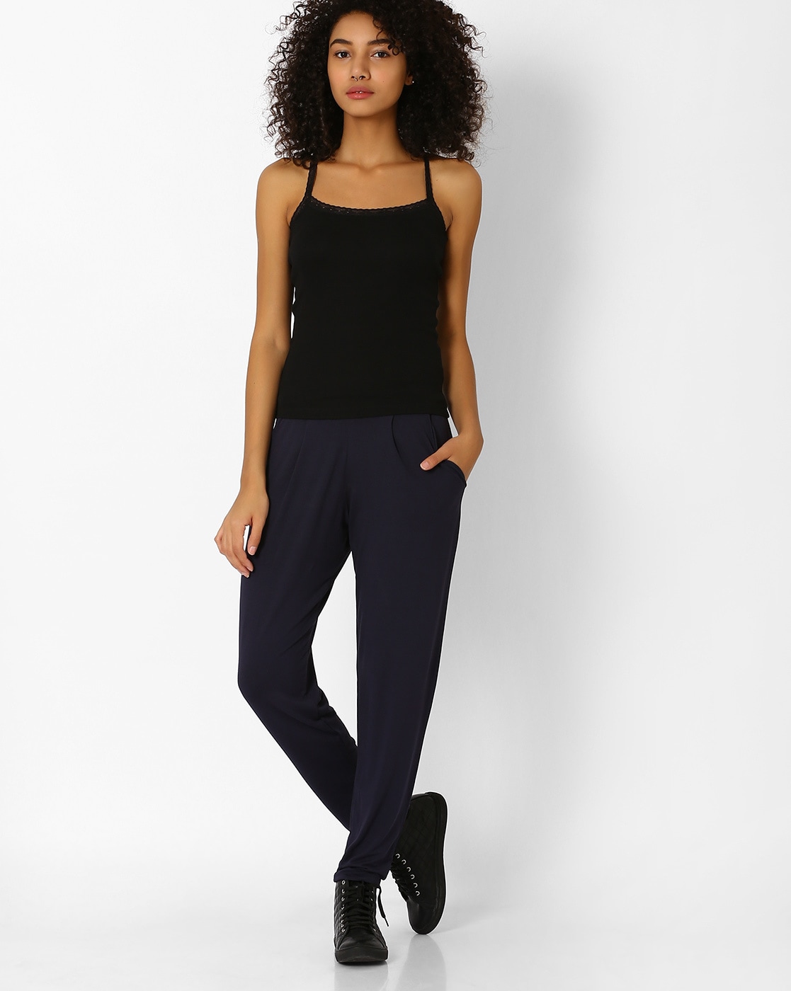 Buy Navy Blue Trousers & Pants for Women by Marks & Spencer Online