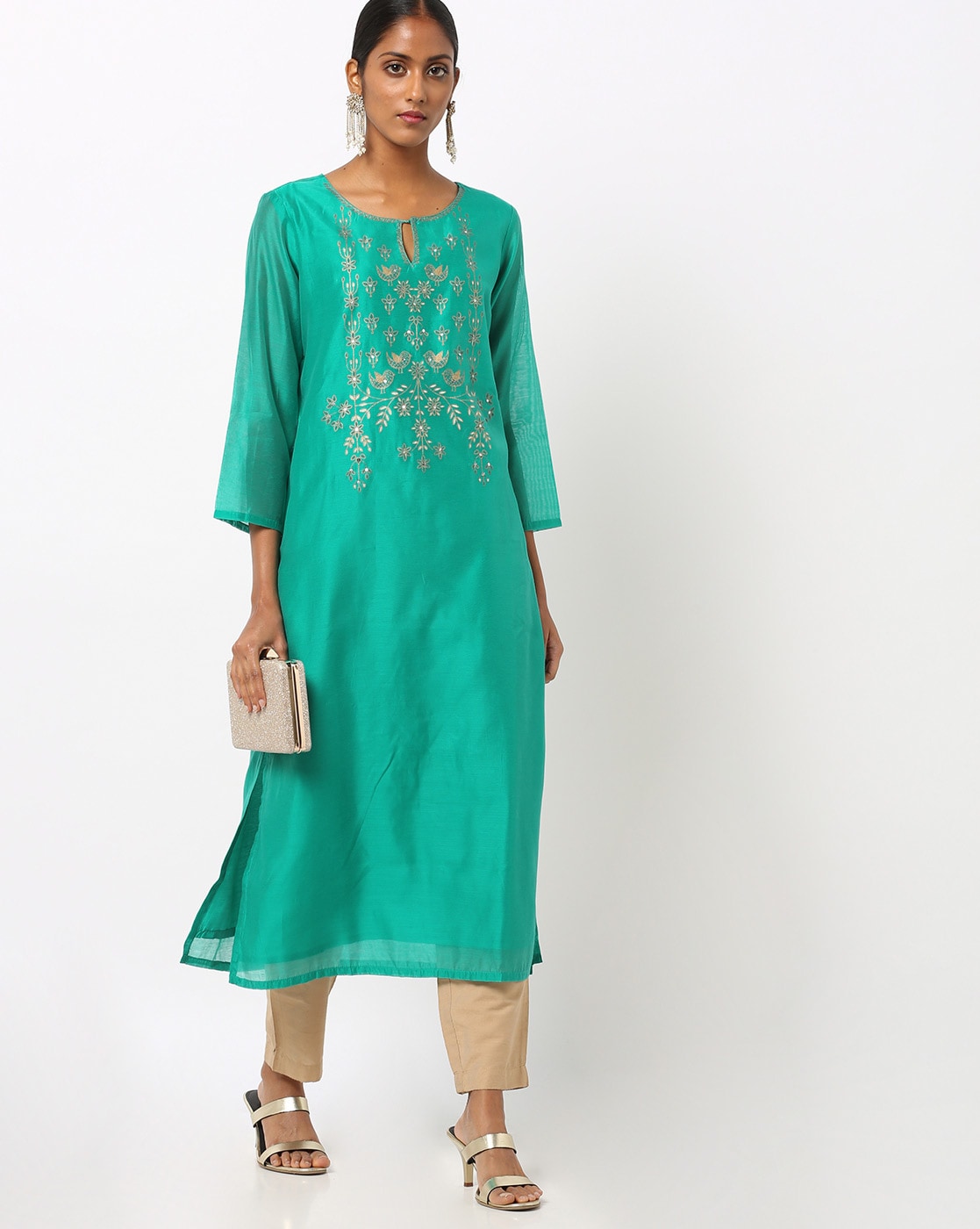 global desi teal kurta