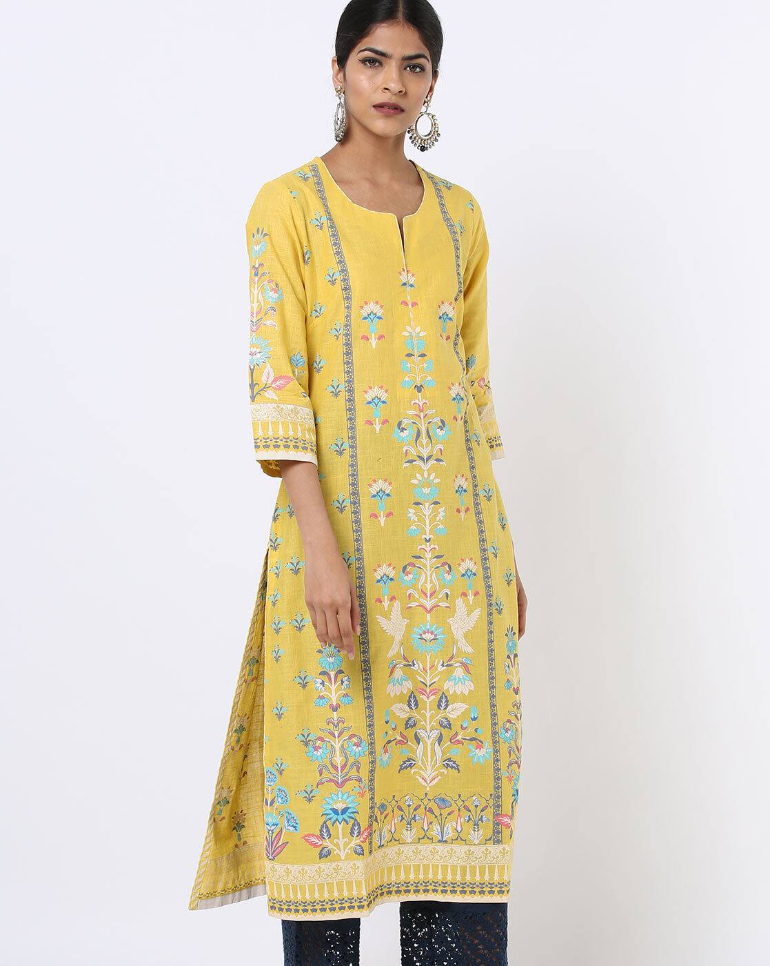 Biba yellow kurta Clearance