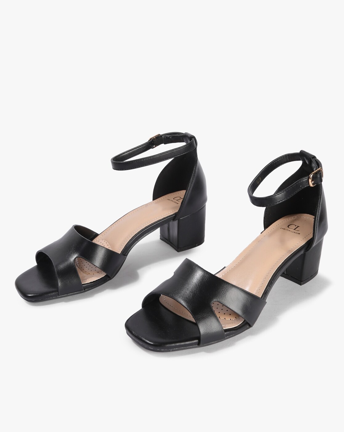 black heels with chunky heel