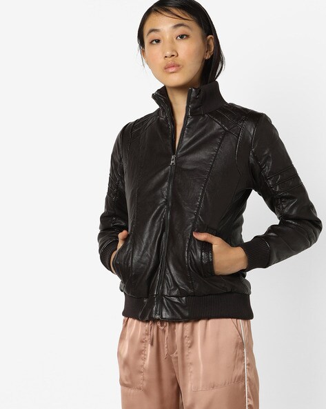 ajio leather jackets womens