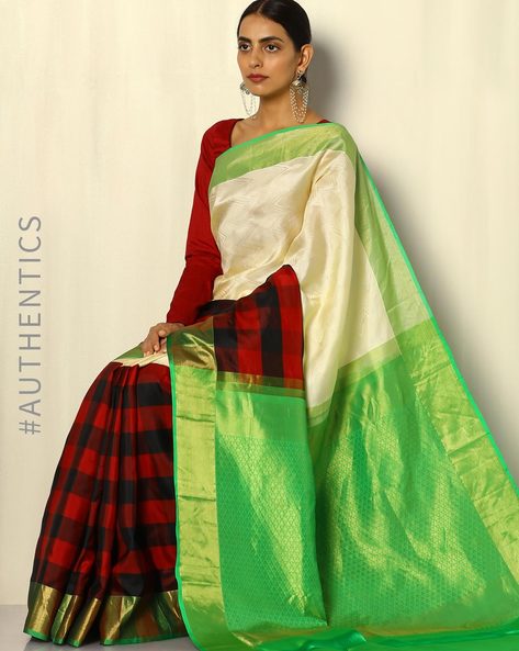 Buy Off White Sarees For Women By Pretty Woman Online Ajio Com