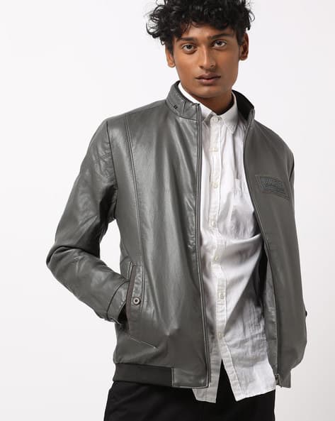 ajio leather jackets mens