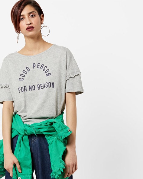 Typographic Print Crew-Neck Top