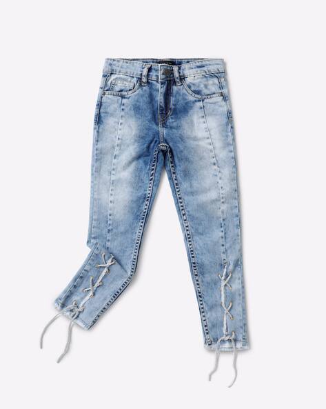 blue and white jeans