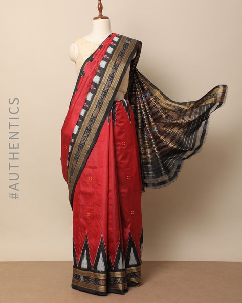 Indianvillez Festive Wear Blood Red Hazarbooti Ikat Odisha Handloom Tussar  Silk Saree, 6.3 m (with blouse piece) at best price in Bhubaneswar