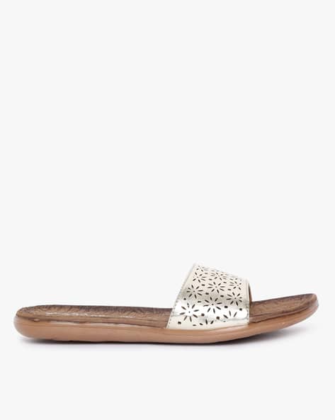 Metallic Slip-On Sandals with Cut-Work (Image - 3)