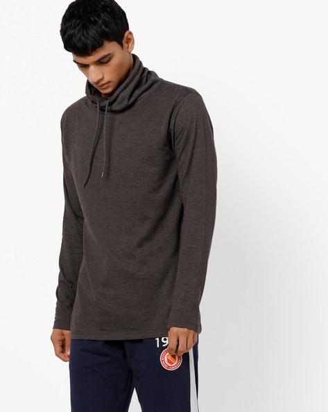 drawstring neck sweatshirt