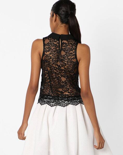 Buy TALLY WEiJL Sleeveless Lace Top with Berm Online | Ajio.com