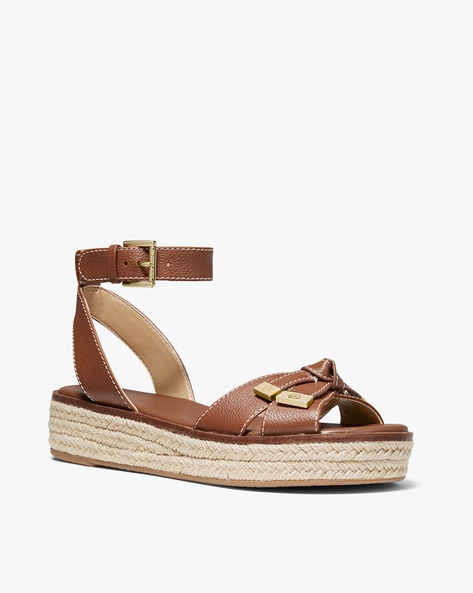 Buy Michael Kors Ripley Pebbled Leather Espadrille Sandal Brown