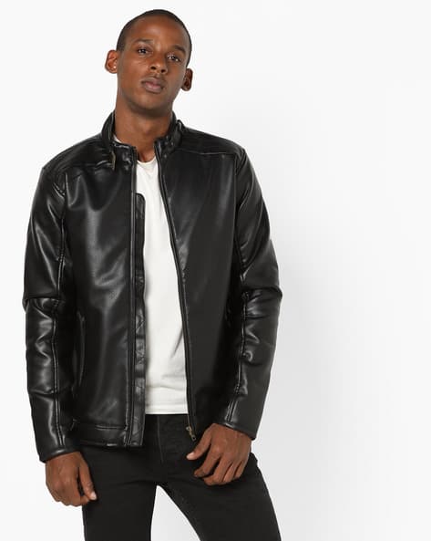 ajio leather jacket