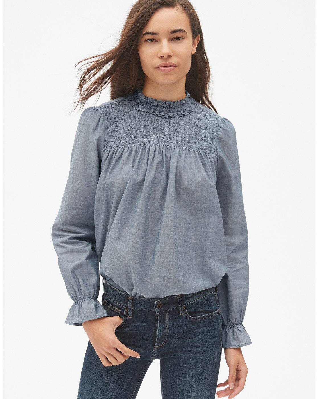 smocked yoke top