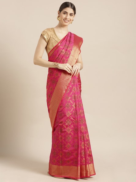 Checked Zari Woven Saree (Image - 1)