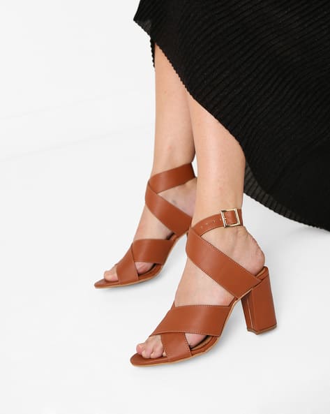 Buy Heels Sandals online. Great collection of women sandals at Ajio.com AJIO Tan Brown Chunky Heels Criss-Cross Sandals with Chunky Heels