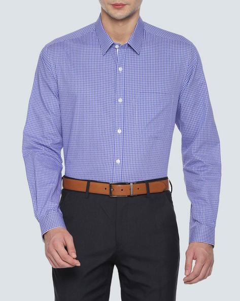 Louis Philippe Formal Shirts : Buy Louis Philippe Purple Check Formal Shirt  Online