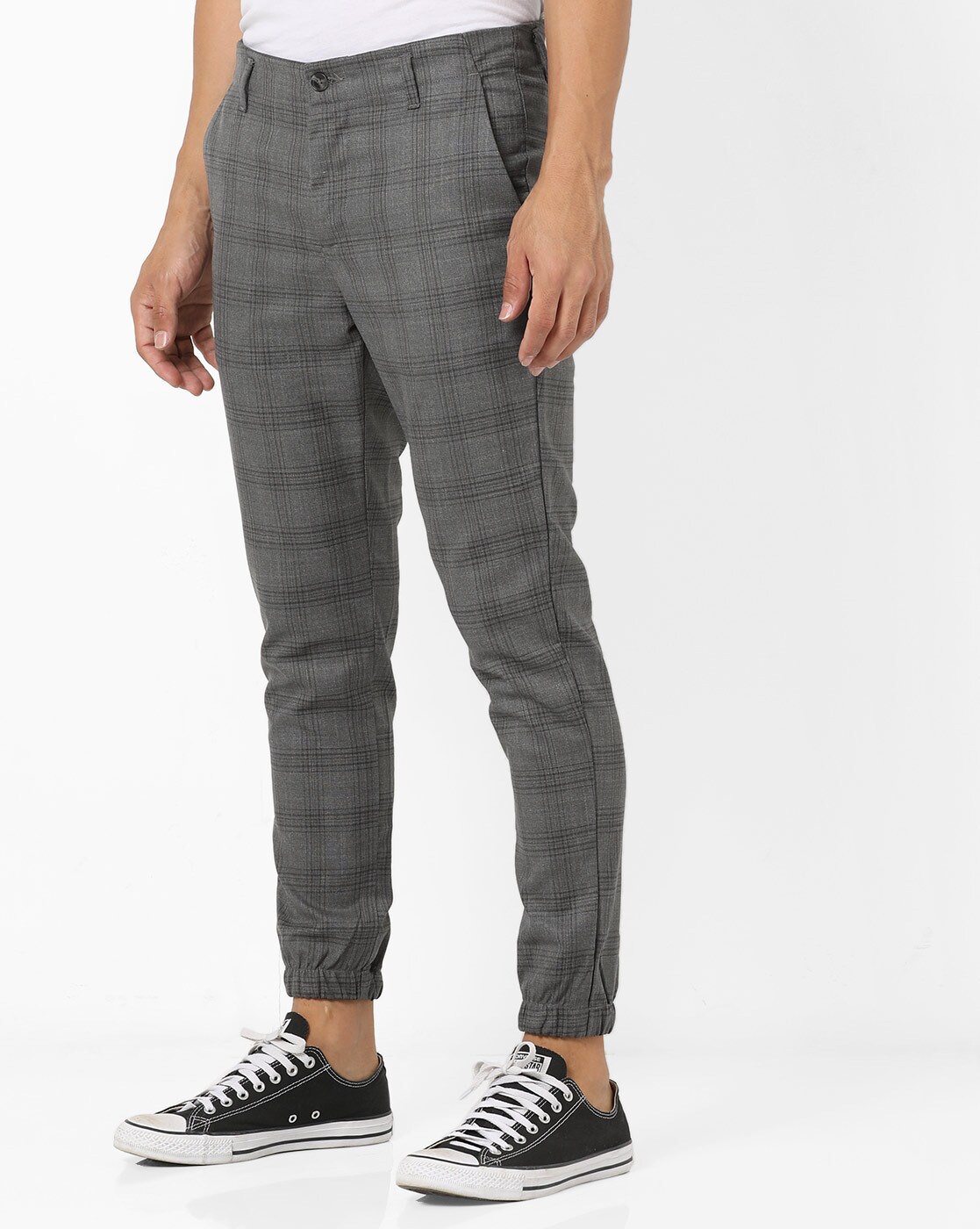 Buy WES Formals by Westside Black Checkered Carrot Fit Trousers for Men  Online @ Tata CLiQ