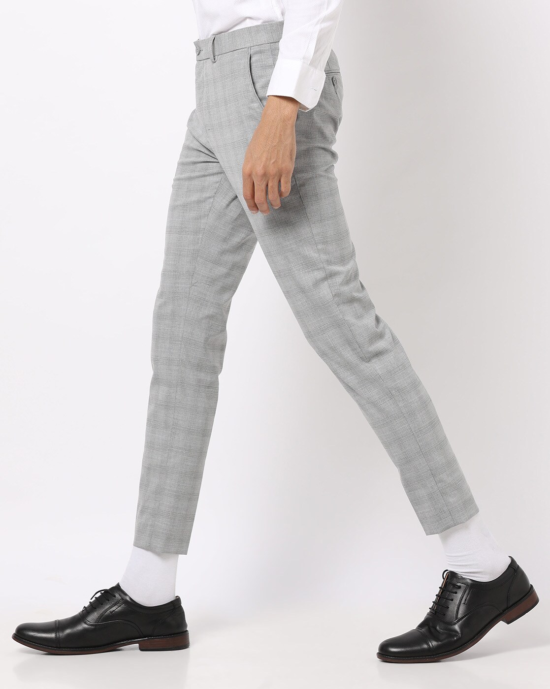 Men's Cotton Blend Royal Blue & Blue Checked Casual Trousers - Sojanya |  Casual trousers, Casual, Cotton