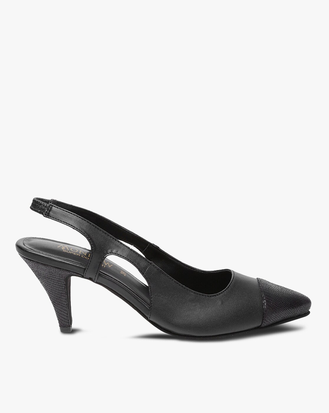 black pointed toe slingback heels