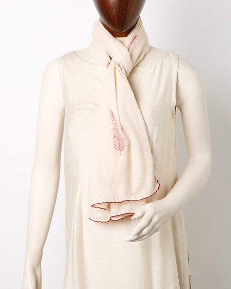 Embroidered Scarf with Contrast Trims Price in India
