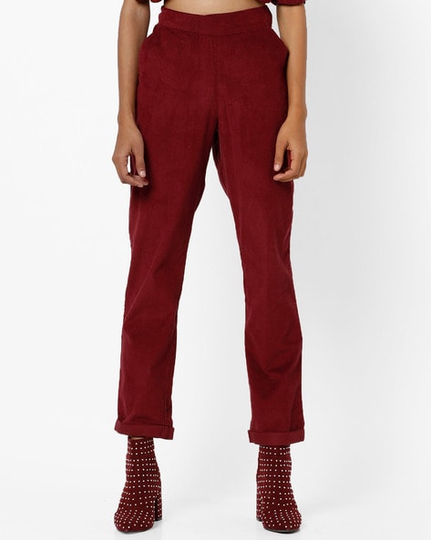 Buy Maroon Trousers  Pants for Women by AJIO Online  Ajiocom