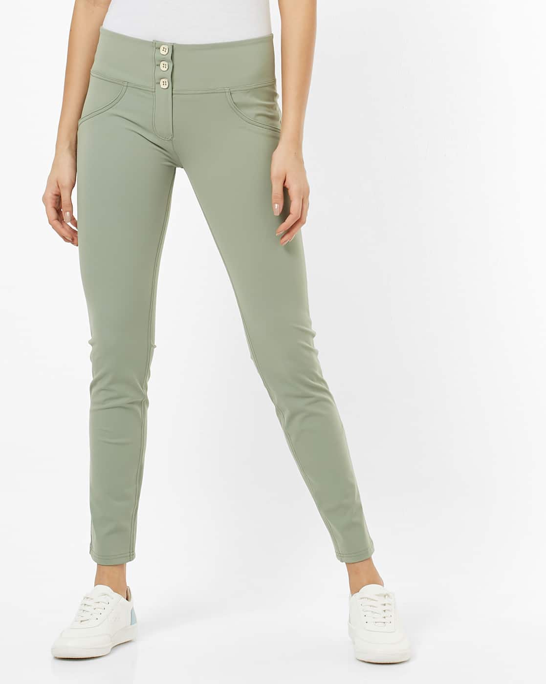 olive green skinny pants womens