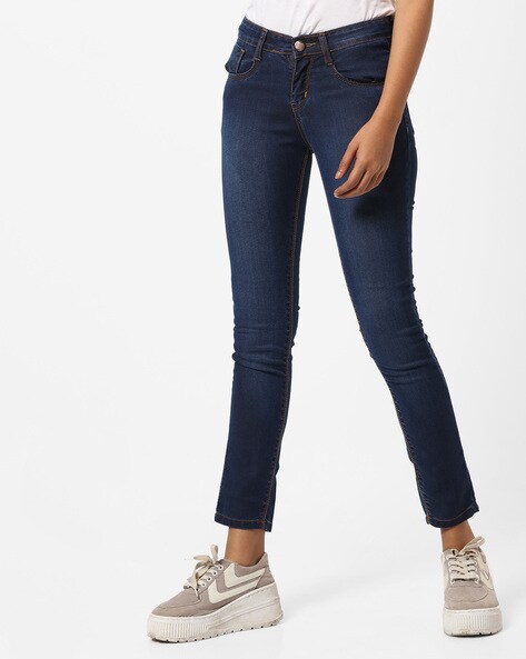 K5094 Lightly Washed High-Rise Mini Flared Jeans