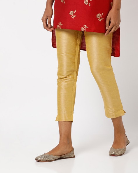 Go Colors Pants  Buy Go Colors Women Solid Light Gold Mid Rise Shiny Pants  Online  Nykaa Fashion